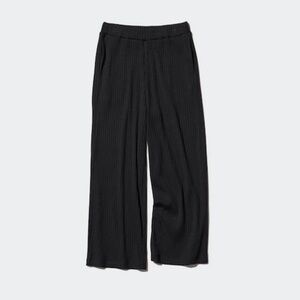 Uniqlo Black Ribbed Wide-Leg Knit Pants